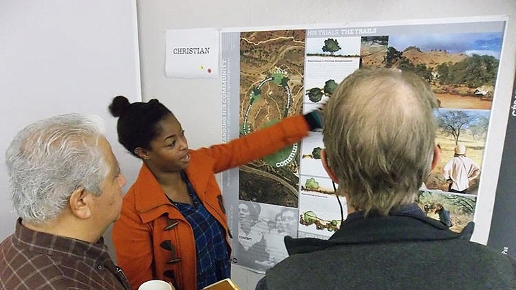 student presents work